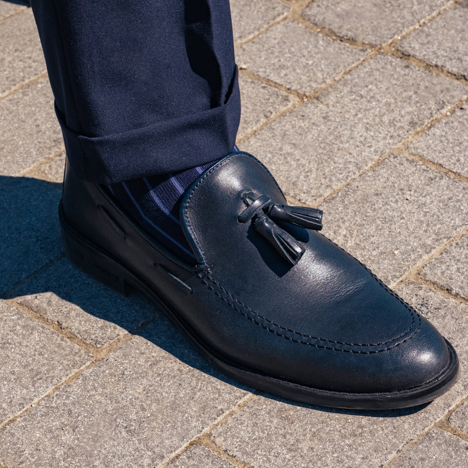 Mocassino Uomo Blu Navy in Pelle Made in Italy