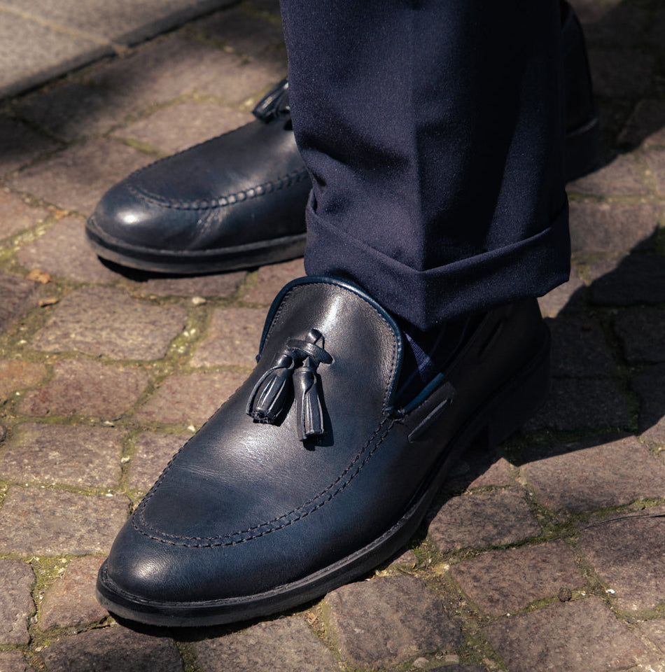 Mocassino Uomo Blu Navy in Pelle Made in Italy